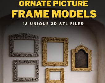 Ornate Picture Frame STL Set with 15 Baroque Decorative Models for 3D Printing