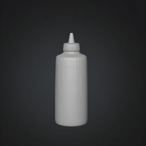 Minimal squeeze style plastic container 3D model with narrow nozzle, suitable for oil, glue, or liquid dispensing, STL file render