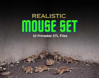 Realistic Mouse STL – 10 Natural Poses, 3D Printable Diorama Animal Miniature Set