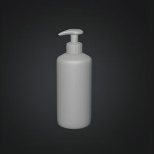 Cylindrical pump dispenser container with smooth surface, suitable for soap or lotion, realistic plastic bottle STL render