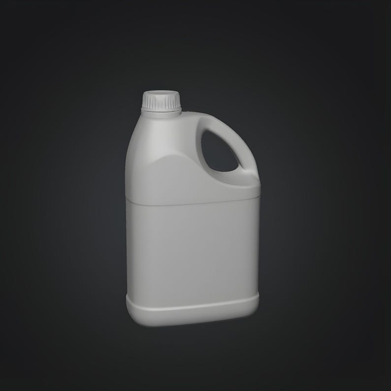 Compact detergent style plastic container with ergonomic handle, household liquid packaging 3D printable STL design