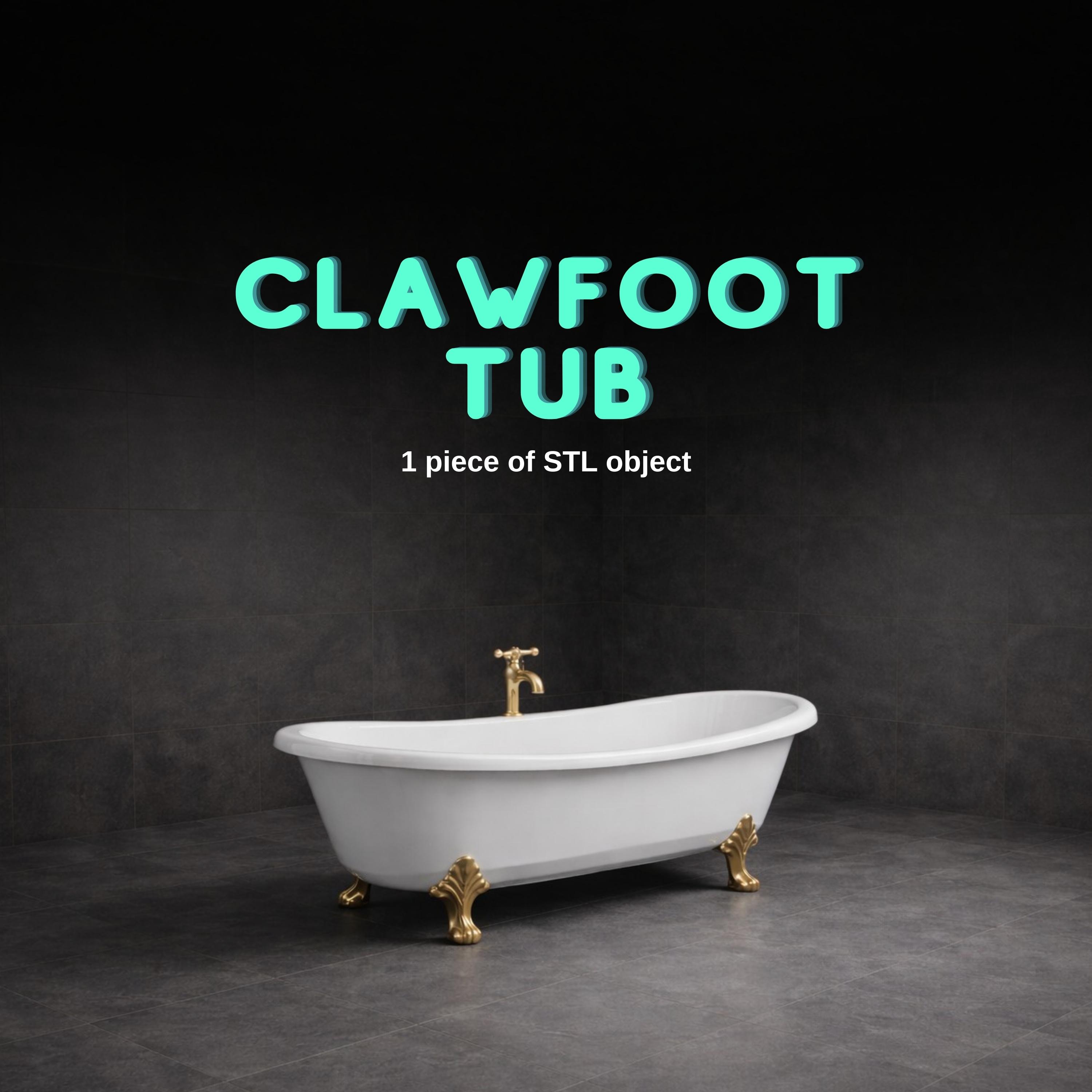 Clawfoot Tub STL – Vintage Bathtub Model for 3D Printing, Mini Bathroom