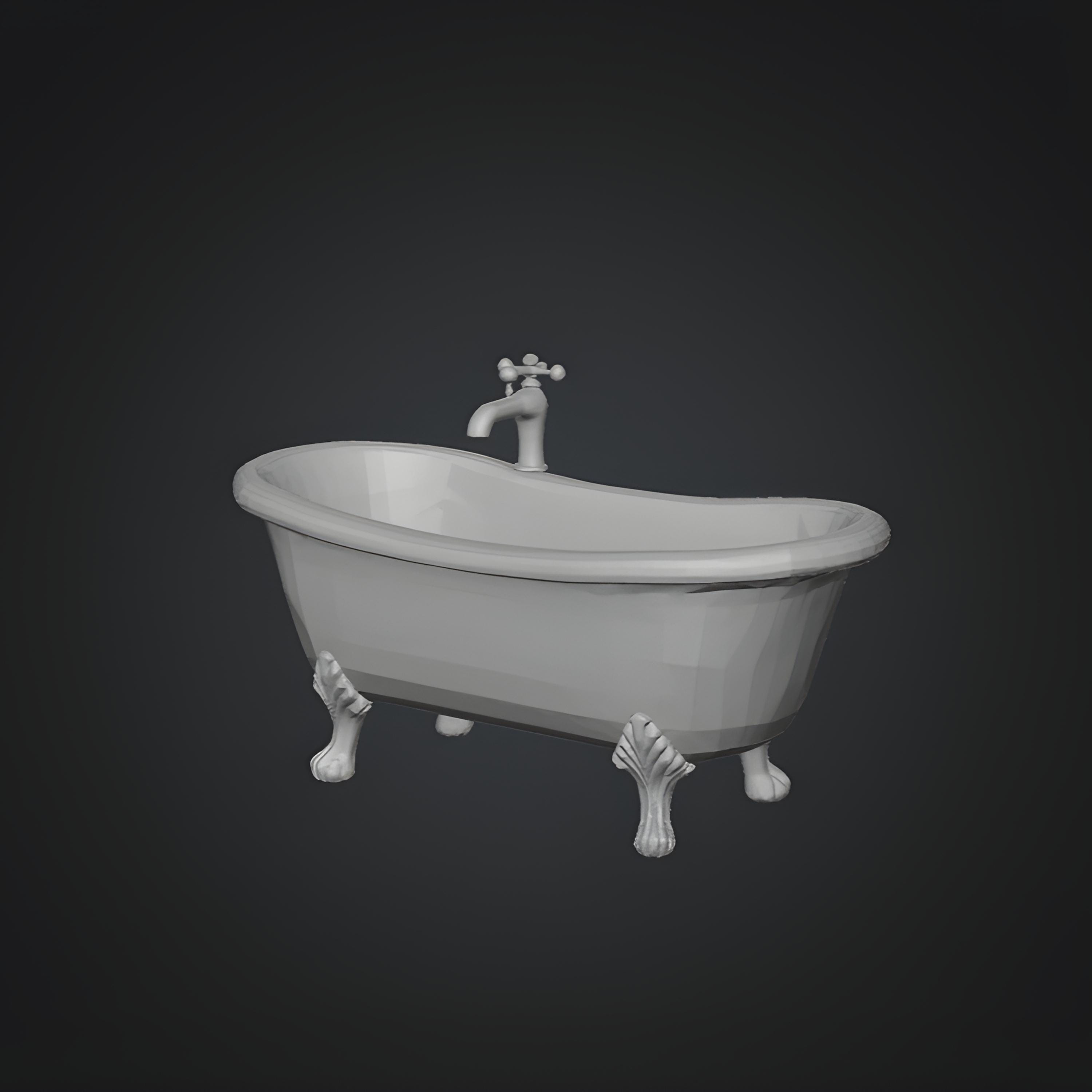 Clawfoot Tub STL – Vintage Bathtub Model for 3D Printing, Mini Bathroom