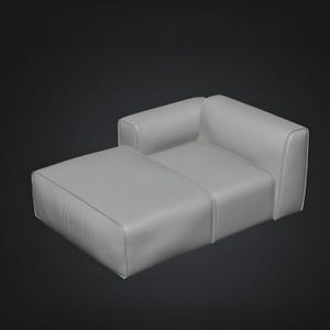 Compact chaise lounge armchair module 3D STL file designed with rounded contours and clean surface transitions. Ideal for modern interior design visuals, modular seating concepts, dollhouse furniture and architectural render scenes. This printable model supports both digital visualization and physical 3D printing for custom furniture arrangements.