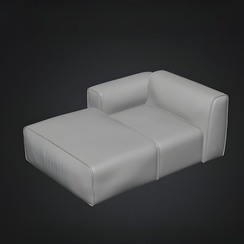 Compact chaise lounge armchair module 3D STL file designed with rounded contours and clean surface transitions. Ideal for modern interior design visuals, modular seating concepts, dollhouse furniture and architectural render scenes. This printable model supports both digital visualization and physical 3D printing for custom furniture arrangements.