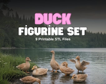 Duck Figurine STL Set – 9 Unique Duck Poses for 3D Printing