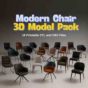 モダンチェア 3D モデルパック – 印刷可能な STL 家具デザイン 18 点