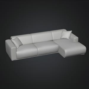 L-shaped modern armchair 3D STL files presented as a complete modular seating arrangement, combining comfort-focused cushion design with clean contemporary lines. This printable digital model is suitable for interior design visualization, architectural renders, miniature setups and custom 3D printed furniture projects for modern living spaces.