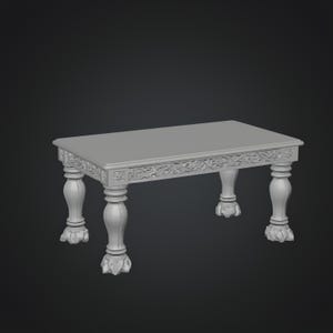 Gothic witch table STL with carved legs designed for miniature witch house furniture