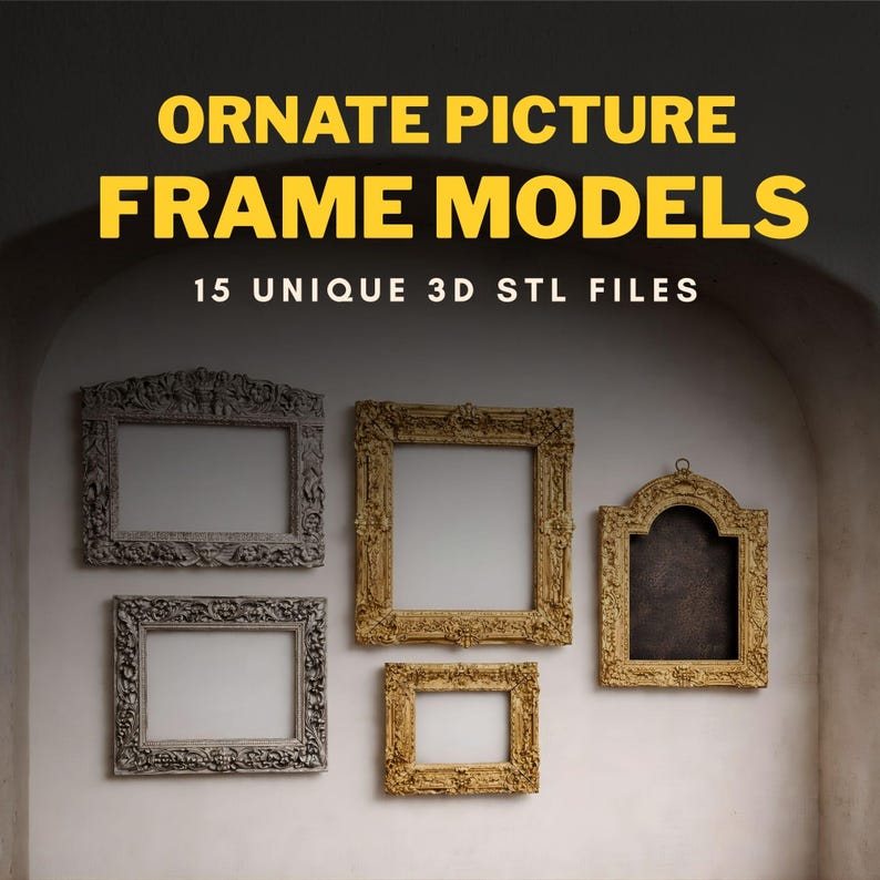 Ornate Picture Frame STL Set With 15 Baroque Decorative Models for 3D ...