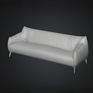 Modern modular armchair 3D STL model shown from angled front view, featuring soft rounded cushions, seamless upholstery surfaces and clean contemporary proportions. This printable 3D file is designed for interior visualization, architectural renders, miniature scenes and scale model environments. Ideal for living room layouts, modern interior design projects, 3D printing tests, digital staging and virtual furniture collections.