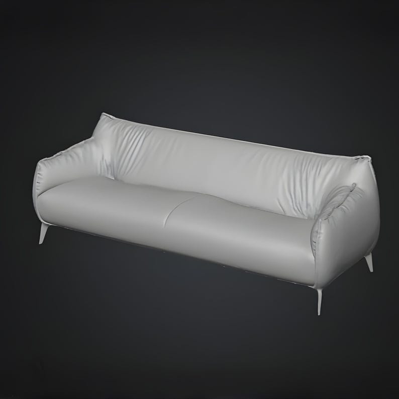 Modern modular armchair 3D STL model shown from angled front view, featuring soft rounded cushions, seamless upholstery surfaces and clean contemporary proportions. This printable 3D file is designed for interior visualization, architectural renders, miniature scenes and scale model environments. Ideal for living room layouts, modern interior design projects, 3D printing tests, digital staging and virtual furniture collections.