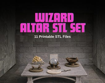 Wizard Altar STL Set – 11 Printable Ritual Props for RPG Diorama