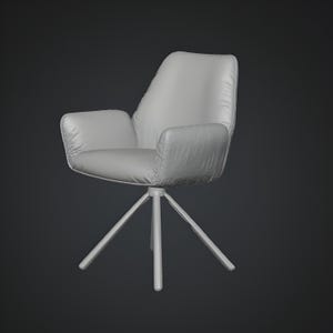 Modern chair 3D featuring ergonomic armrests, smooth curved lines, and a contemporary silhouette, created for interior designers, architects, and 3D artists. This modern chair 3D model works perfectly in architectural visualization, furniture layouts, product renders, and 3D printing workflows requiring realistic scale, clean topology, and modern furniture aesthetics.