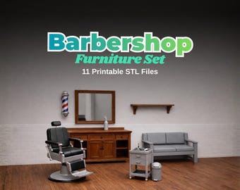 Barber Shop STL – Miniature Barbershop Furniture Set for 1/12 Scale Diorama