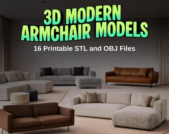 3D Modern Armchair STL files – 16 Printable Contemporary Models