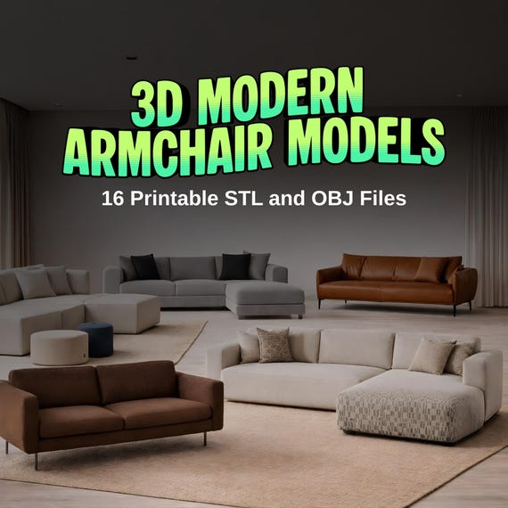 3D Modern Armchair STL files – 16 Printable Contemporary Models
