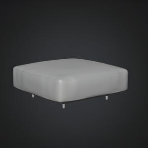 Square ottoman sofa module 3D STL files shown as a standalone seating element with smooth fabric form and low-profile design. This printable digital model can be used in modular sofa systems, contemporary interior renders, scale models and custom 3D printed furniture assemblies.