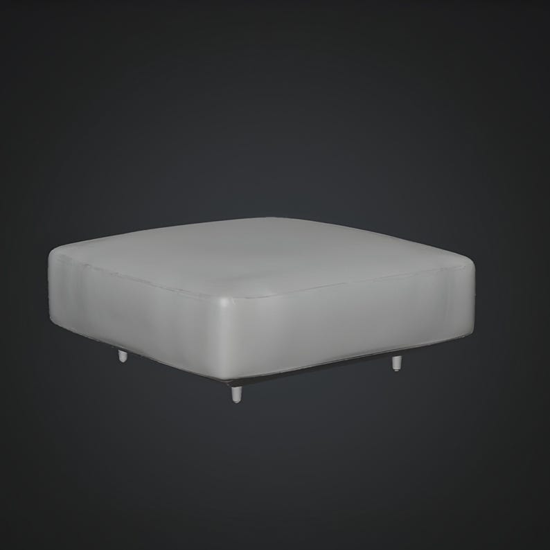 Square ottoman sofa module 3D STL files shown as a standalone seating element with smooth fabric form and low-profile design. This printable digital model can be used in modular sofa systems, contemporary interior renders, scale models and custom 3D printed furniture assemblies.