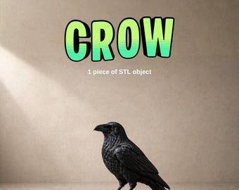 Crow STL Model Realistic Bird 3D Print File Detailed Raven Miniature Printable Decor