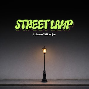 Street Lamp STL 3D Printable Vintage Light Post for Diorama Miniature Decor Scale Accessory