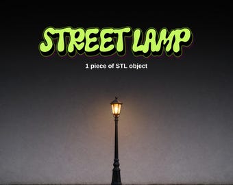 Street Lamp STL 3D Printable Vintage Light Post for Diorama Miniature Decor Scale Accessory