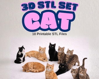 Cat STL Bundle – 3D Printable Sitting Sleeping Walking Cat Models