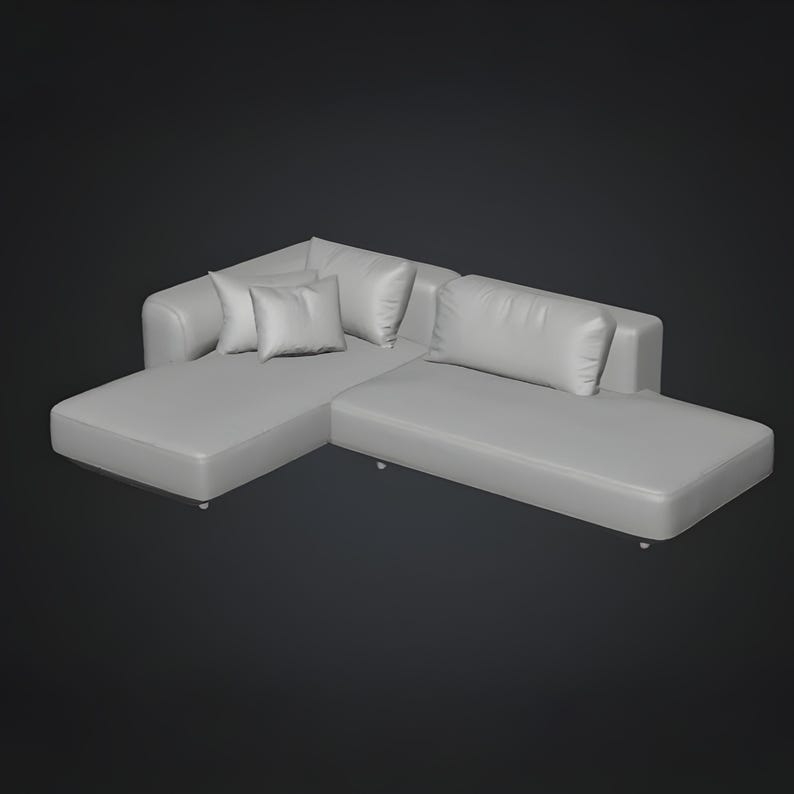 L-shaped modular armchair 3D STL files arranged in a compact corner layout, combining clean contemporary geometry with comfort-oriented cushion structure. This printable model is ideal for interior design renders, modern living room concepts, scale models and customizable 3D printed seating systems.