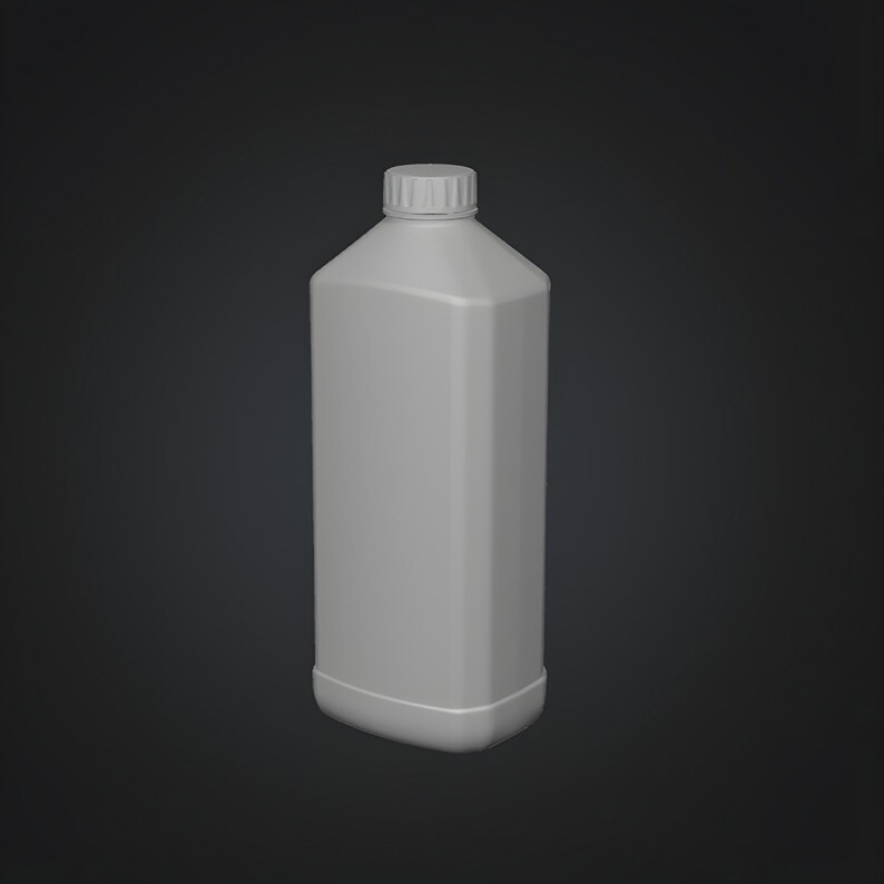 Plain measuring style plastic container without text or markings, clean industrial packaging bottle 3D STL model