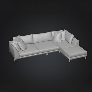 Modular sectional armchair 3D STL model displayed in an L-shaped configuration, emphasizing flexible seating design and clean stitching details. This printable digital file is perfect for architectural visualization, modern interior scenes, small-scale dioramas and 3D printed furniture concepts. Ideal for designers, hobbyists and creators building customizable living room environments.