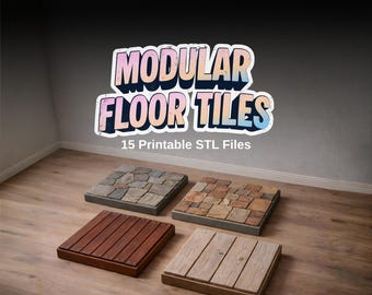 Modulaire vloertegels STL: steen- en houtpatronen - 3D-afdrukbare bestanden