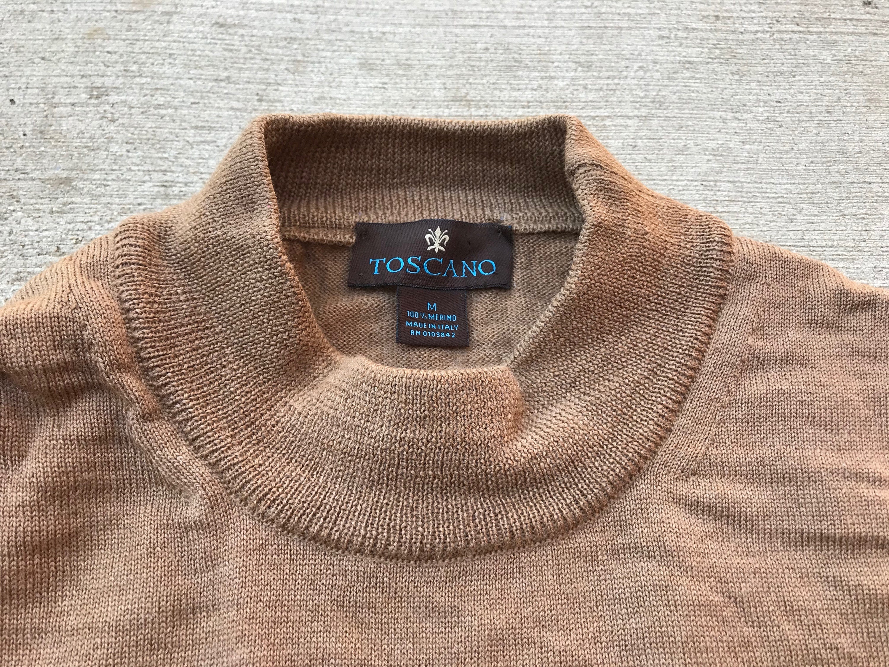 Toscano Merino Wool Mock Neck Sweater Made in Italy Brown | Etsy