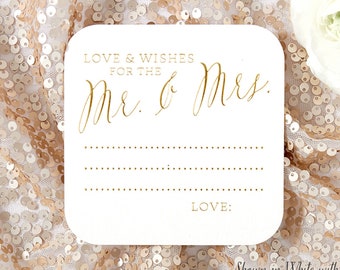 LOVE AND WISHES for the Mr & Mrs Coasters – Wedding Coasters, Advice Cards, Bridal Shower Games, Bridal Shower Favors, Foil Stamped Coasters