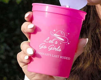 Personalized Party Cups - Cowgirl Bachelorette Let's Go Girls - 16oz Plastic Stadium Cups, Custom Party Cups, Bachelorette, Bridal Shower