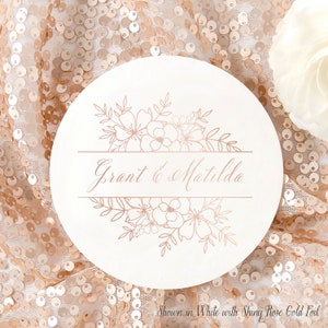 Personalized FLOWER BOUQUET with Script Coaster – Wedding Coasters, Wedding Decor, Wedding Favor, Personalized Wedding Gift, Foil Coasters