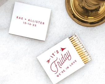 Personalized Matchboxes Friday in Love - Classic Wedding Favors, Wedding Matches, Wedding Decor, Custom Matchboxes, Match Box Favor,