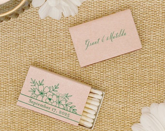 Custom Flower Bouquet with Script Matchboxes - Wedding Favors, Wedding Matches, Wedding Decor, Personalized Matches, Match Box