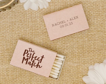 The Perfect Match Match Boxes - Wedding Favor Matches, Wedding Decor, Personalized Matches, Custom Matchbox, Match Box Favor, Rose Gold