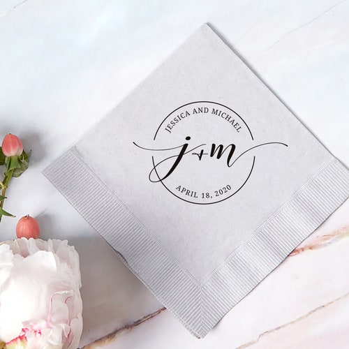 Personalized Paper Cocktail Napkins Beverage Monogrammed Initial Gold White 100 Personalized Paper Cocktail Napkins Beverage Monogrammed Initial Gold White 100