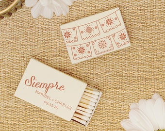 Siempre Wedding Matchboxes - Personalized Wedding Match. Wedding Favor, Wedding Decor, Party Matches, Custom Match Box, Fiesta Banner