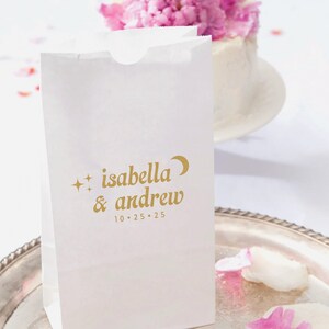 Personalized Goodie Bags - MOON AND STARS -  Customized Party Treat Bag, Popcorn Bar, Candy Bar, Paper Bag, Packaging