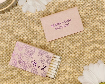 Custom Floral Wedding Matchboxes - Bespoke Custom Wedding Favors, Wedding Matches, Wedding Decor, Personalized Matches, Party Decor