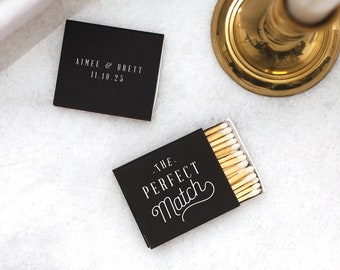 The Perfect Match Matchboxes - Wedding Favors, Wedding Matches, Wedding Decor, Personalized Matches, Custom Match box, Shower Favor