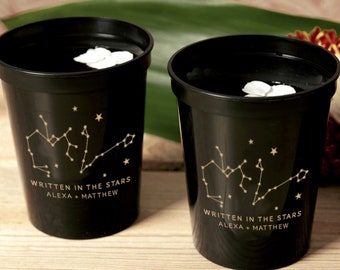 Personalized Constellation Party Cups - 16oz Plastic Stadium Cups, Your Constellation Choice, Wedding, Bridal Shower, Birthday