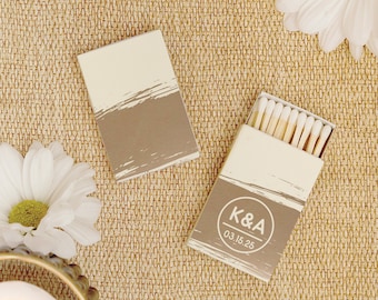 Personalized Wedding Favor Matchboxes - Brush Stroke with Initials - Wedding Favor, Wedding Decor, Party Matches, Custom Match Box