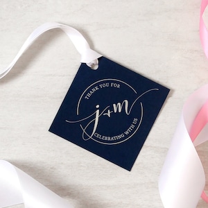 Wedding Favor Tags - Circle Monogram - Wedding Gift Tags, Custom Gift Tags, Gift Wrap, Stationary,  Party Favors, Wedding Decorations