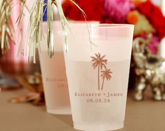 Romantic Beach Vibes -Personalized Cups - 10 oz Plastic Frost Flex Cups, Custom Party Cups, Engagement Party, Wedding Favor