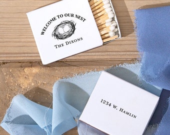 Welcome To Our Nest Custom Matchbox Home Decor, Wedding Matches, Custom Matchboxes,Entertaining at Home, Party Favor, Unique Gift