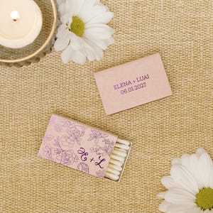 Custom Floral Wedding Matchboxes - Bespoke Custom Wedding Favors, Wedding Matches, Wedding Decor, Personalized Matches, Party Decor