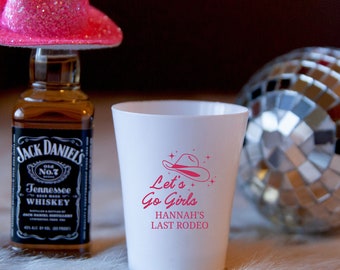 Cowgirl Bachelorette Let's Go Girls Shot Glasses -  Personalized 2oz Plastic Shot Cup, Custom Party Barware, Birthday, Wedding, Anniversary